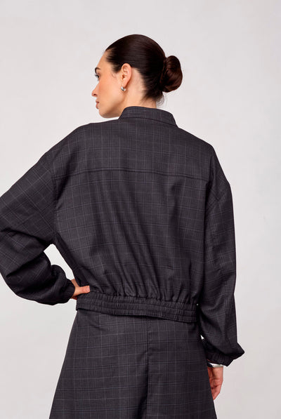 EloraCC Check Jacket 65002-Dark Grey - 500303 Thumbnail