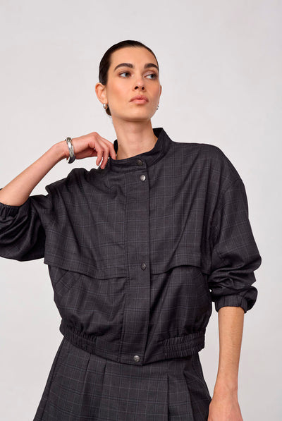 EloraCC Check Jacket 65002-Dark Grey - 500303 Thumbnail
