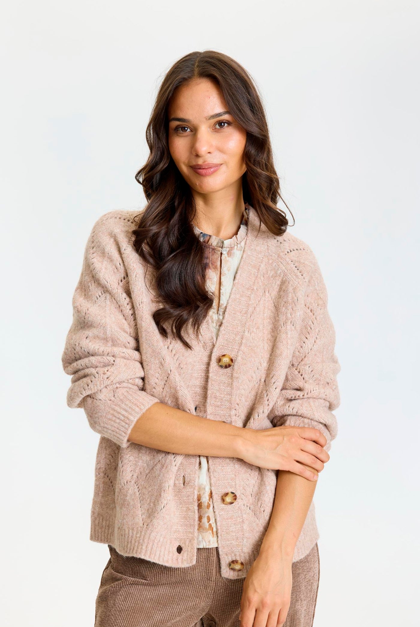 Ari knit cardigan Sand melange - 17236