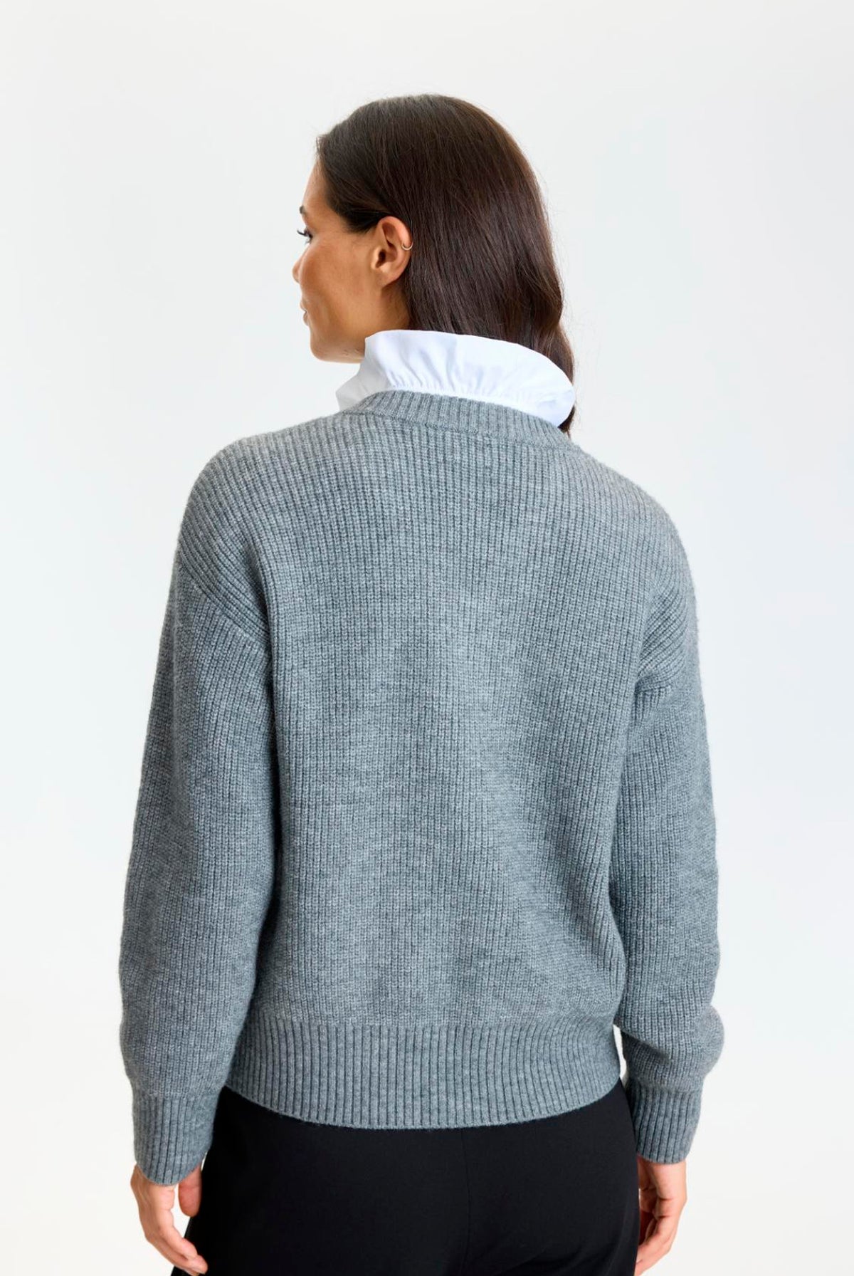Poe knit jumper Grey Melange - 17233
