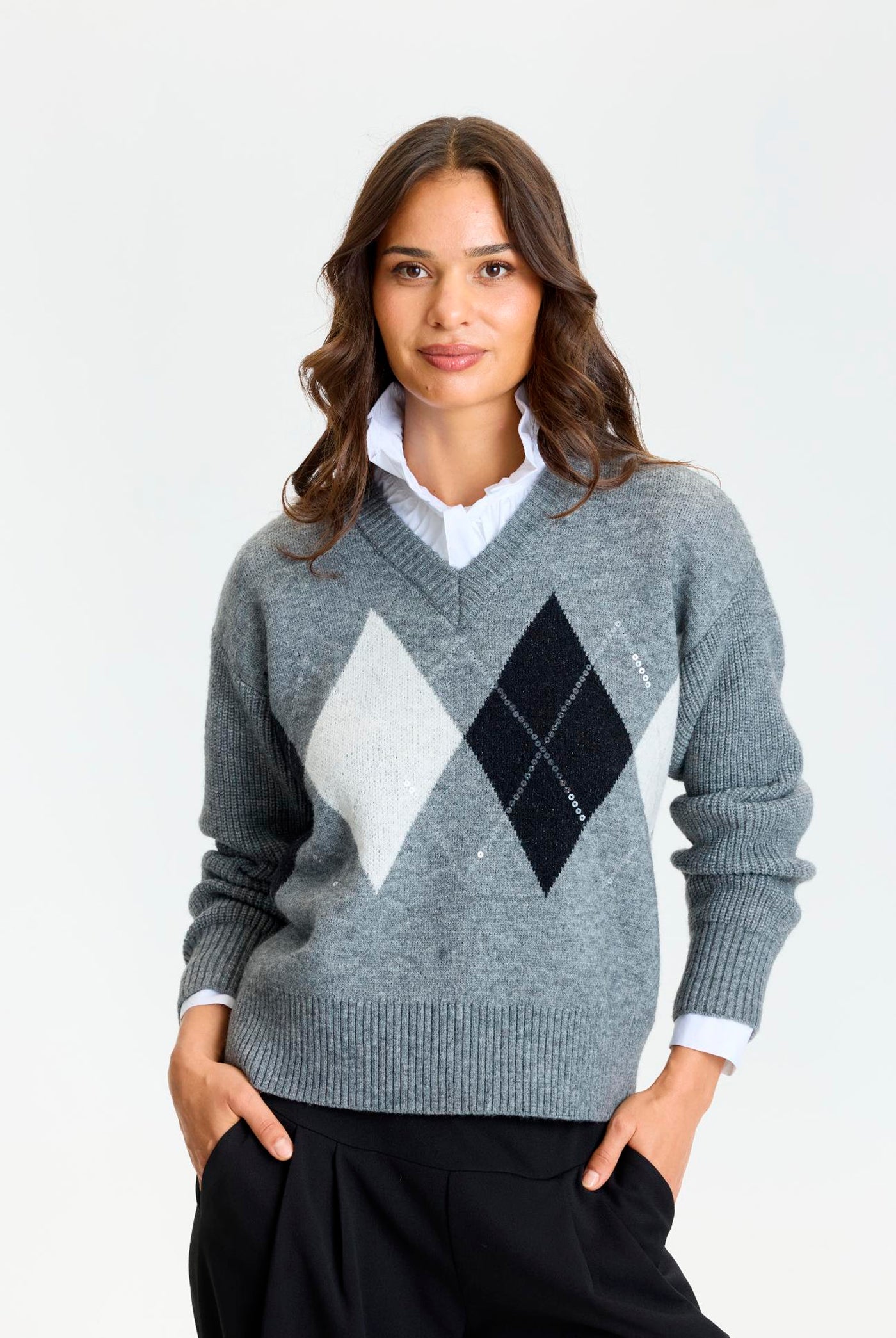 Poe knit jumper Grey Melange - 17233