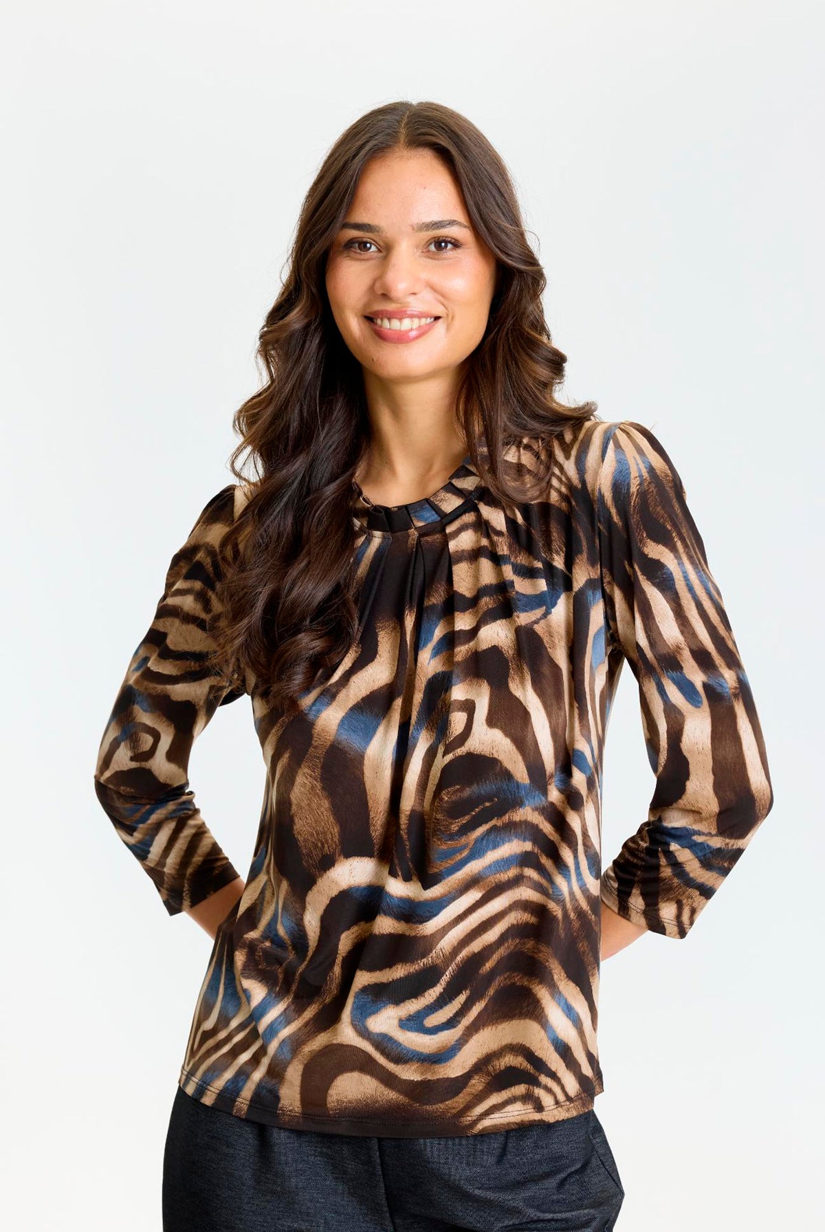 Grazia blouse 3/4 sleeves Brown - 17328