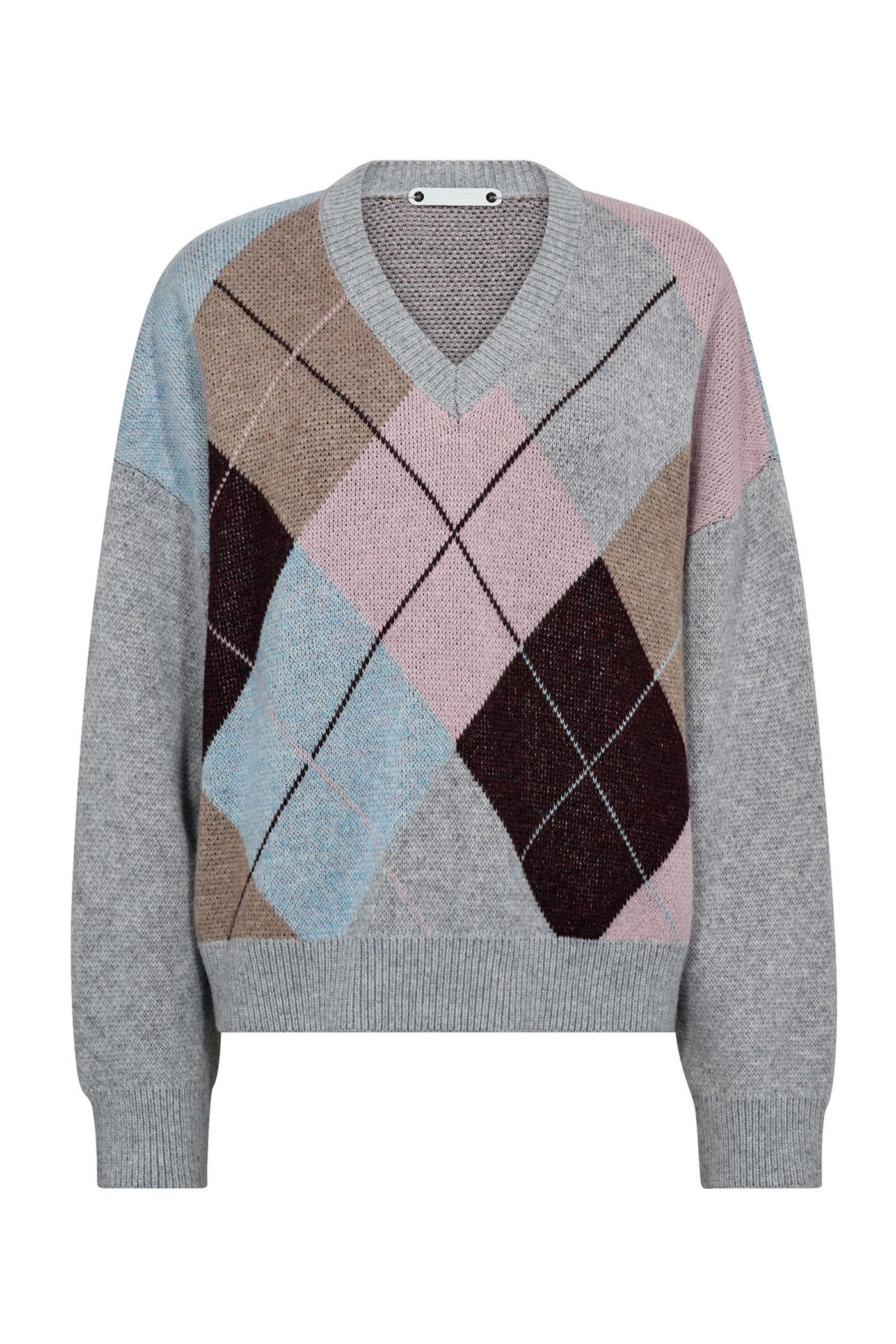 MajaCC Check V-Knit 139-Mid Grey - 32218