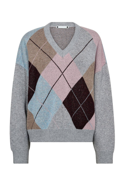 MajaCC Check V-Knit 139-Mid Grey - 32218 Thumbnail