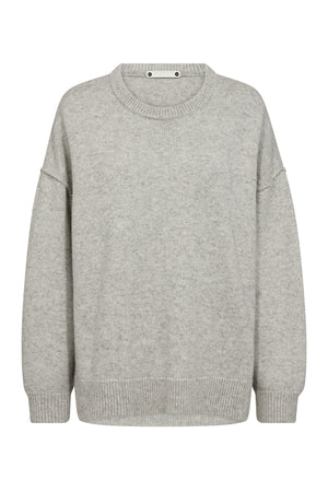 MajaCC Slit O-Neck Knit 138-Light Grey - 32219