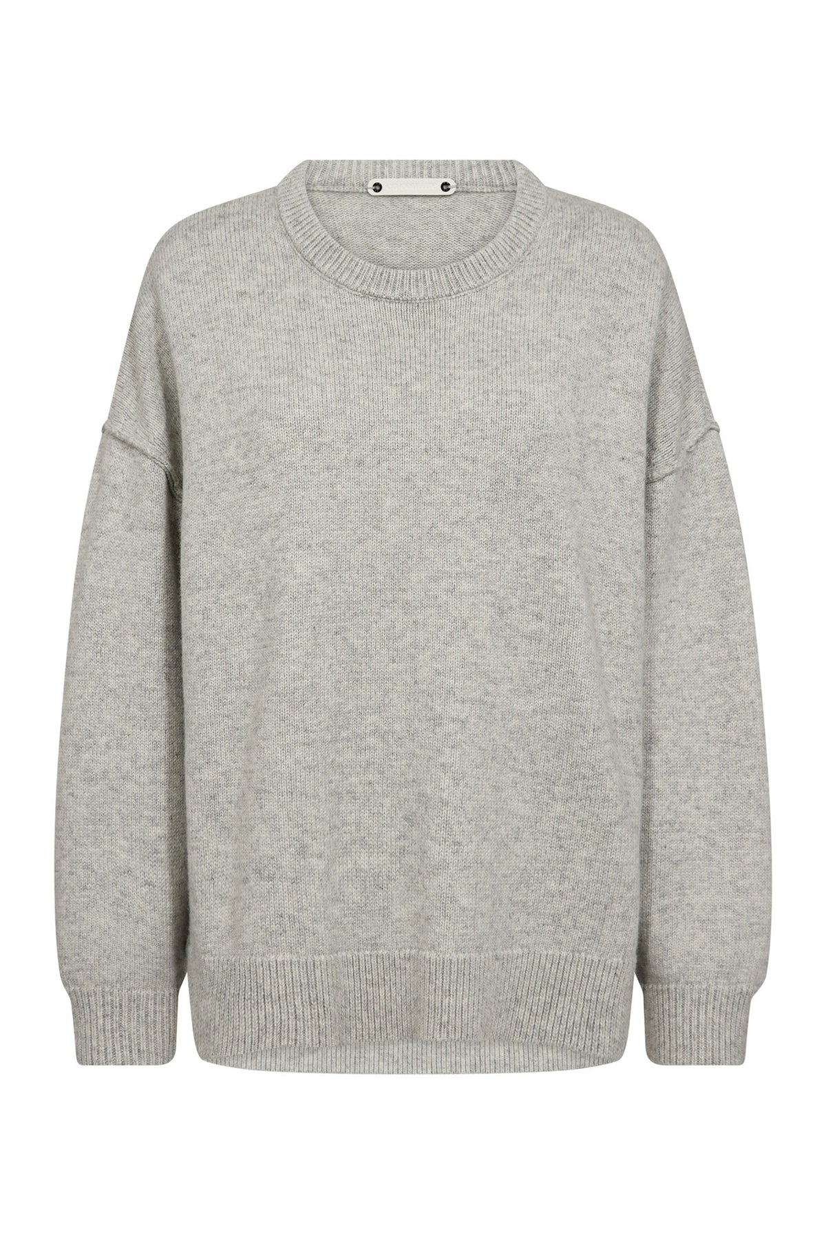 MajaCC Slit O-Neck Knit 138-Light Grey - 32219