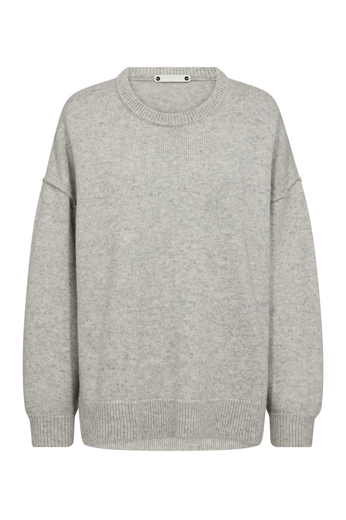 MajaCC Slit O-Neck Knit 138-Light Grey - 32219