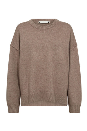 MajaCC Slit O-Neck Knit 26-Latté - 32219