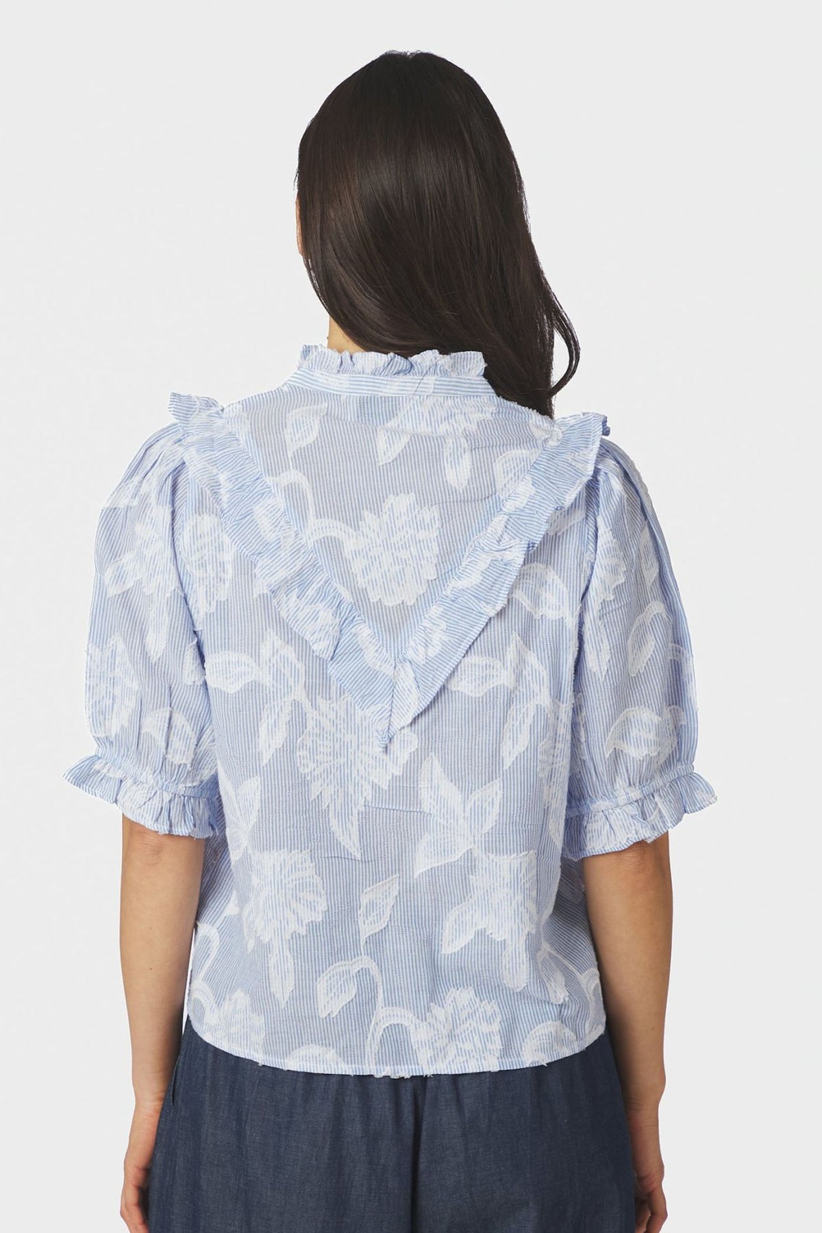 Manet Jacquard Blouse Light Blue - 168480