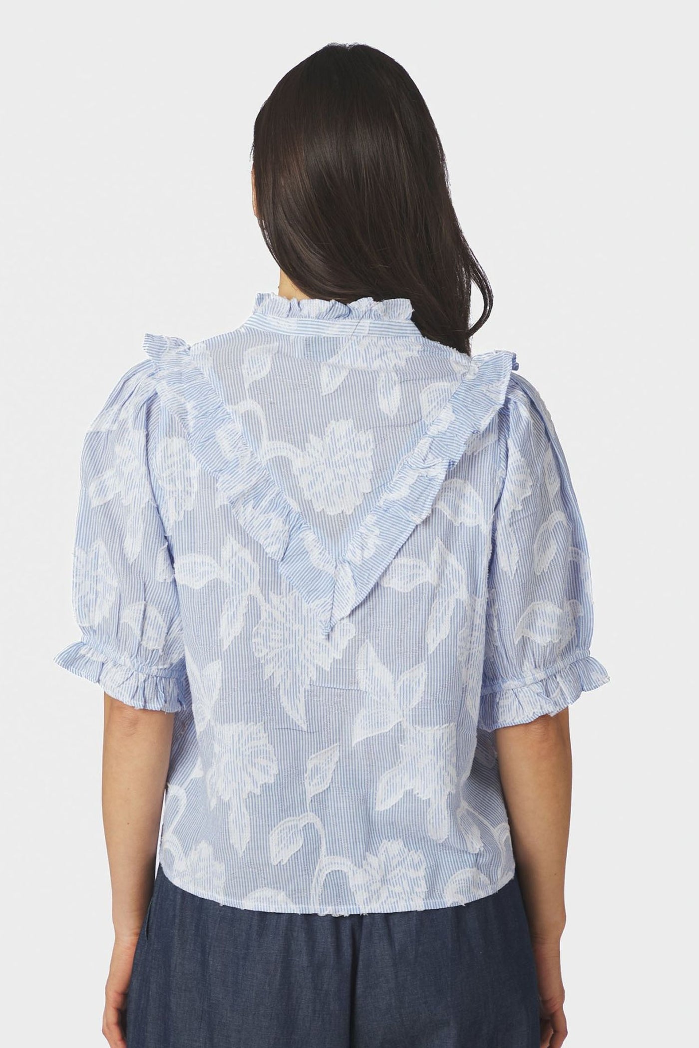 Manet Jacquard Blouse Light Blue - 168480