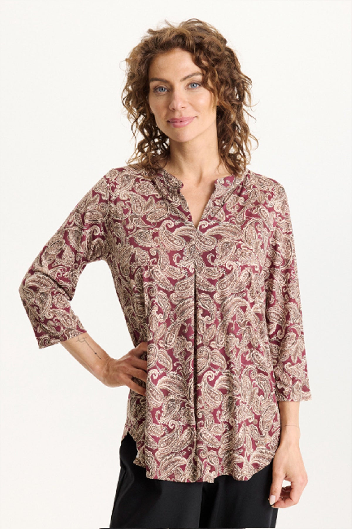 Maracol blouse 3/4 sleeves Burgundy - 16897