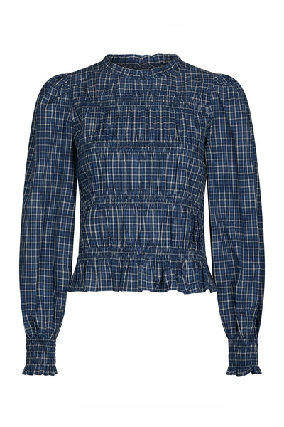 Marcia Check Blouse Blue - 166893 Thumbnail