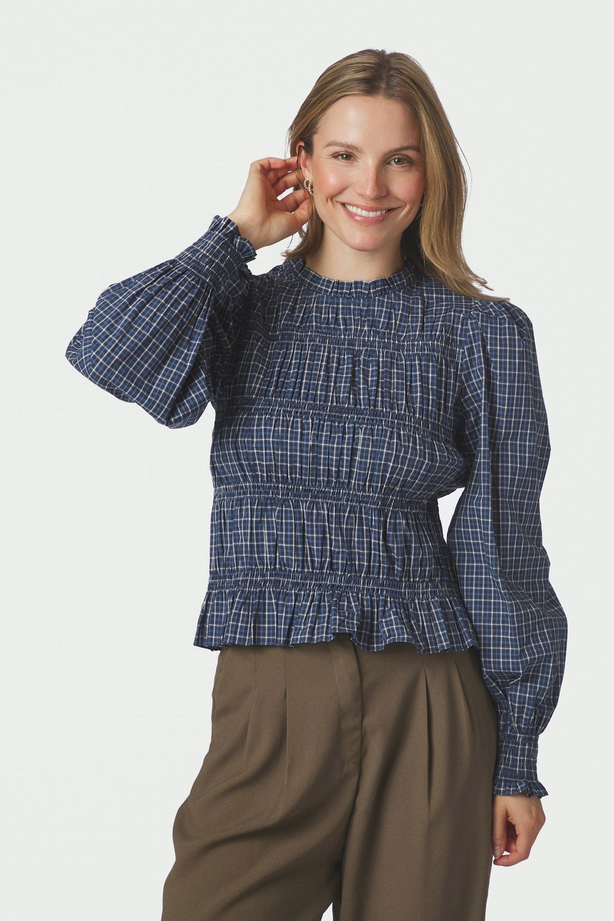 Marcia Check Blouse Blue - 166893