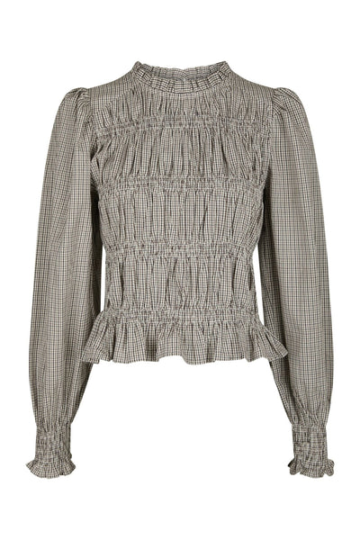 Marcia Check Blouse Dusty Brown - 166893 Thumbnail