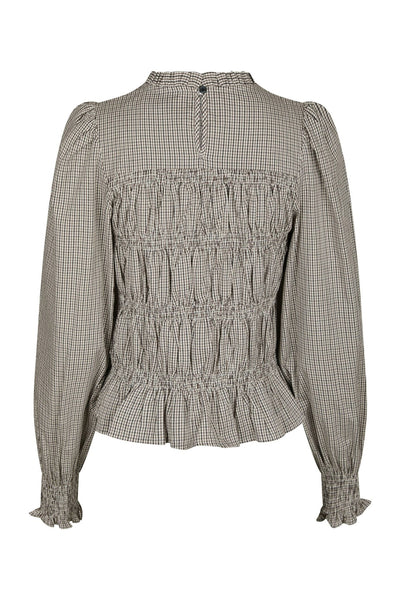 Marcia Check Blouse Dusty Brown - 166893 Thumbnail