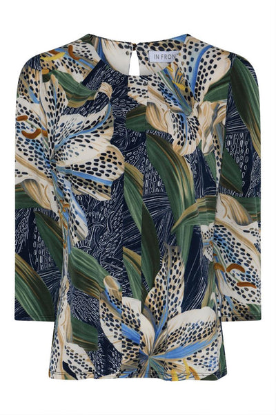 Marcia blouse 3/4 sleeves Multi green - 17005 Thumbnail