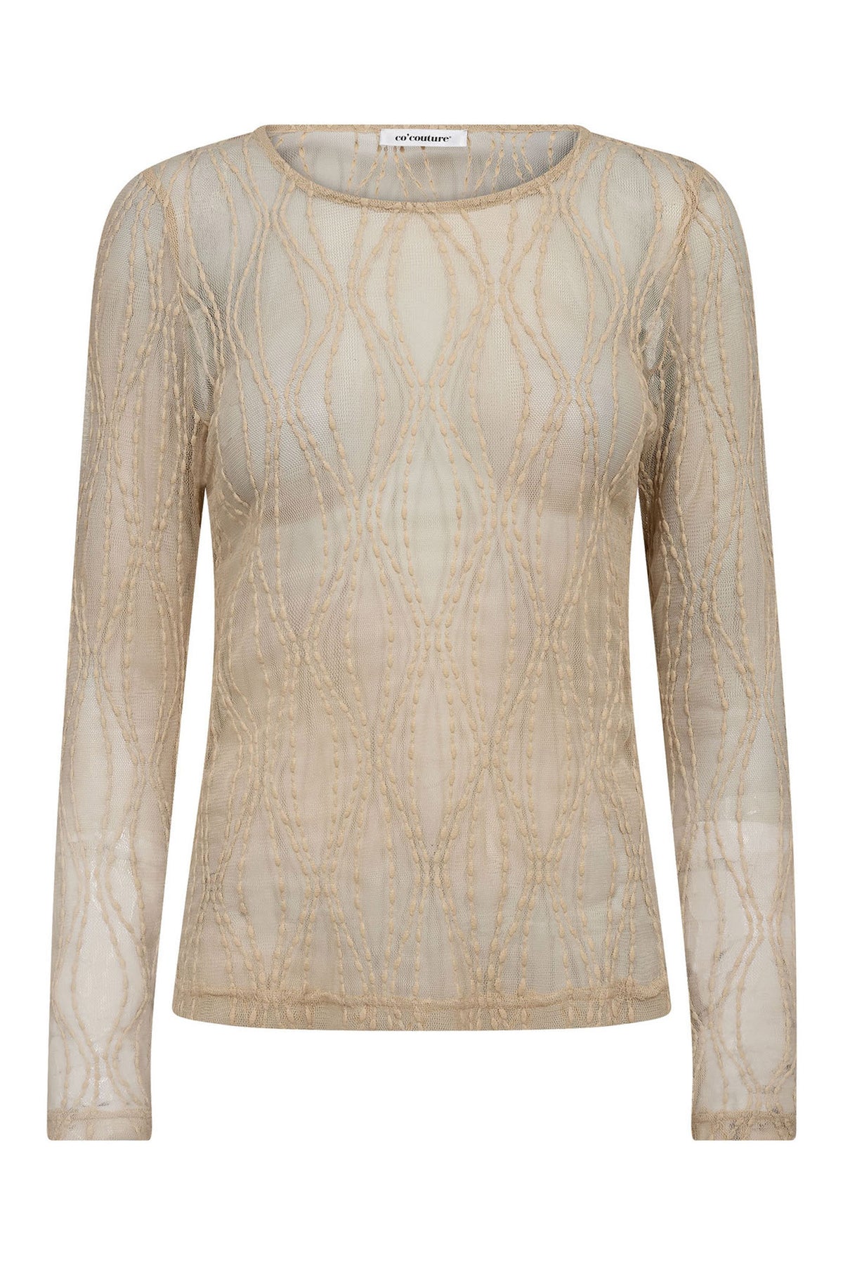 MarcyCC Mesh O-blouse 199-Bone - 43043