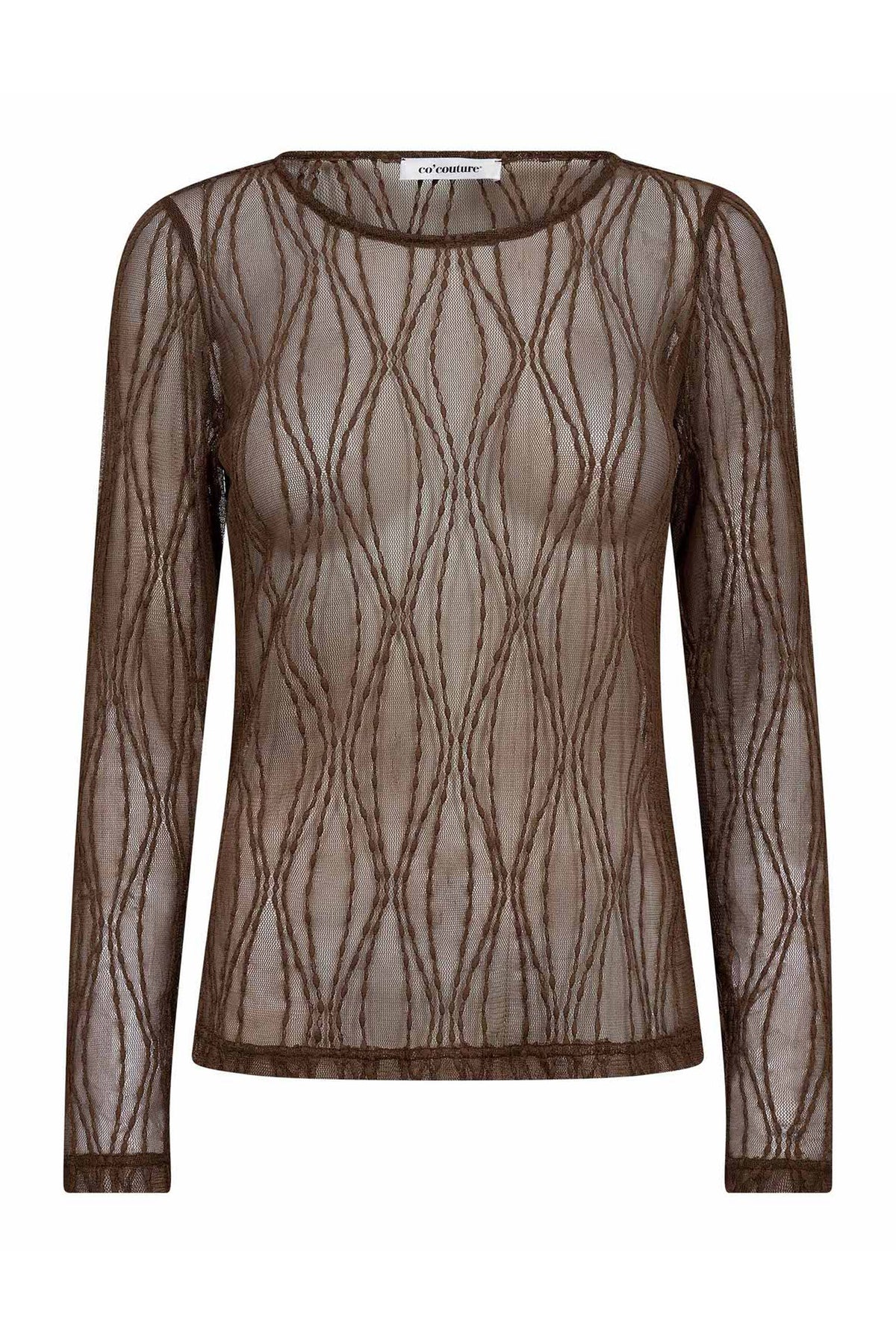 MarcyCC Mesh O-blouse 83-Mocca - 43043