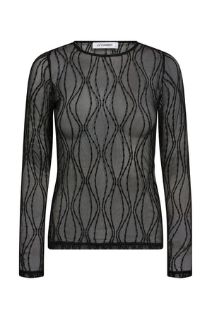 MarcyCC Mesh O-blouse 96-Black - 43043