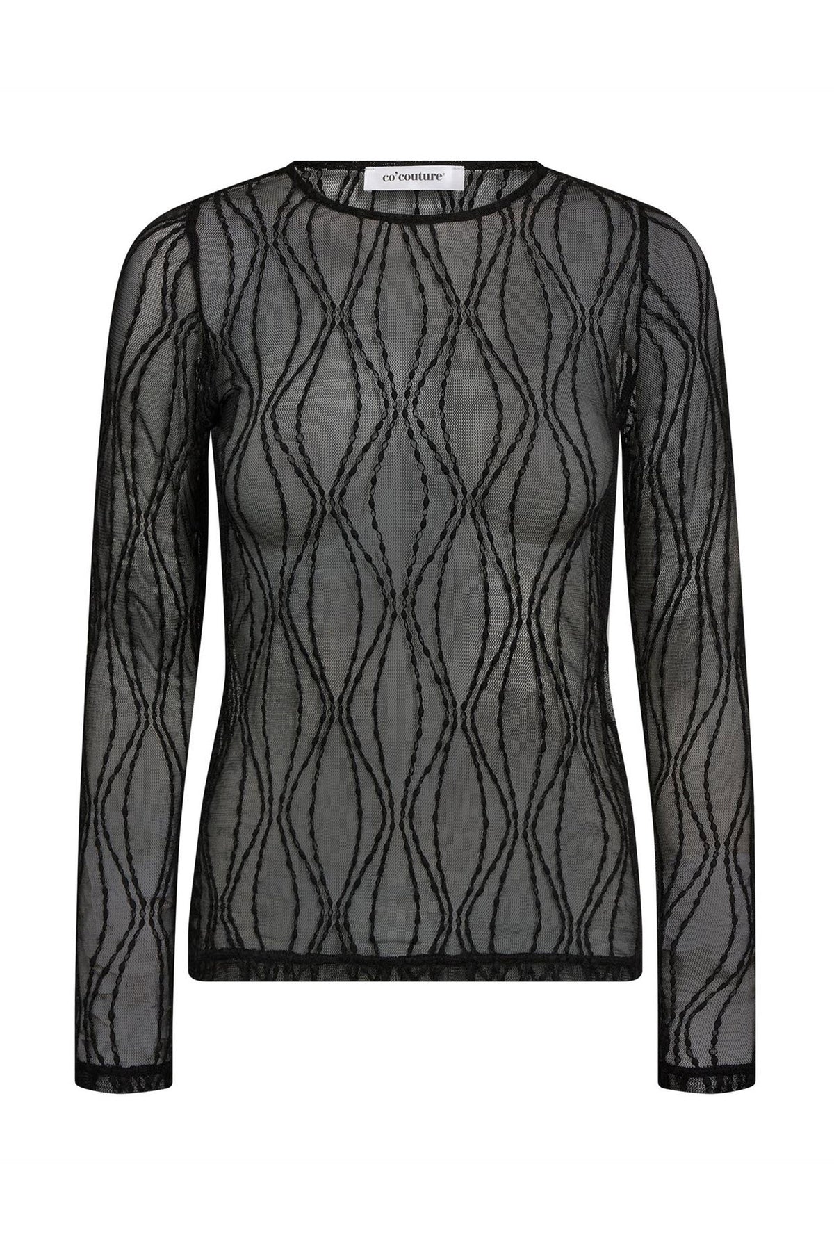 MarcyCC Mesh O-blouse 96-Black - 43043