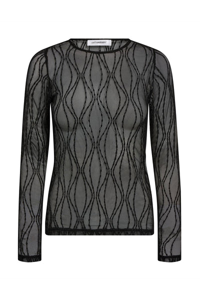 MarcyCC Mesh O-blouse 96-Black - 43043 Thumbnail