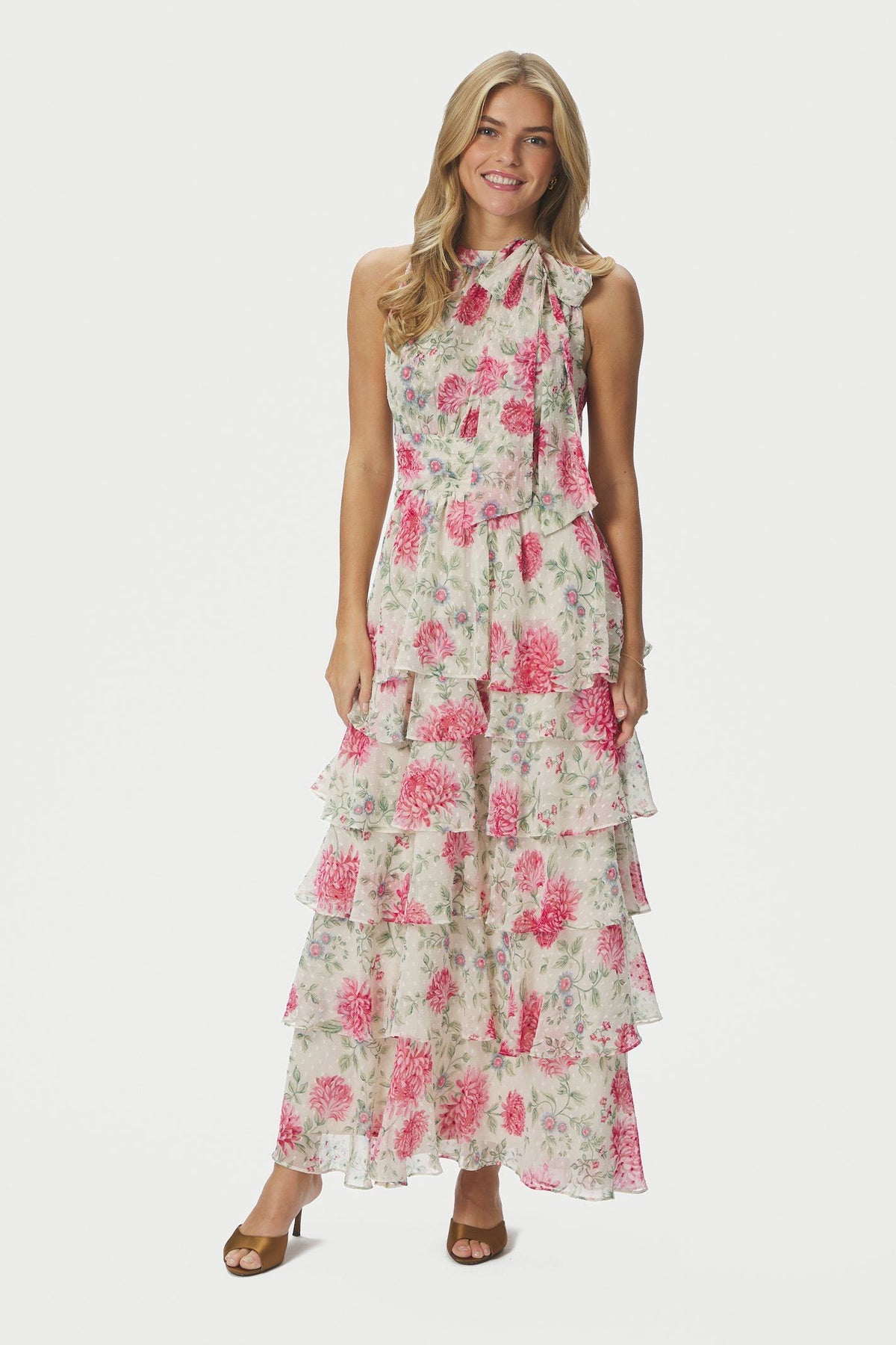 Marli Big Flower Dress Creme - 168846