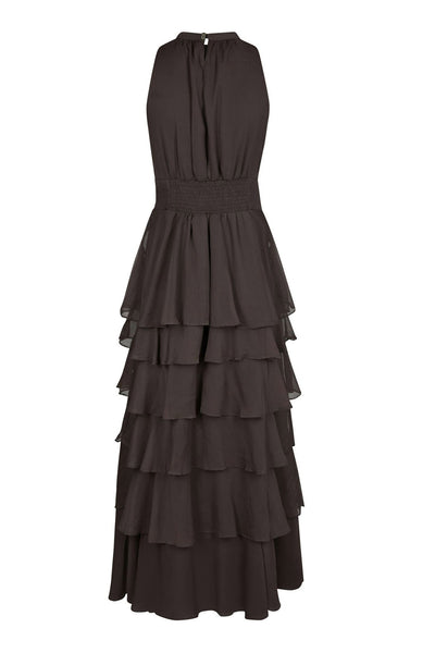 Marli Solid Chiffon Dress Dusty Brown - 165640 Thumbnail