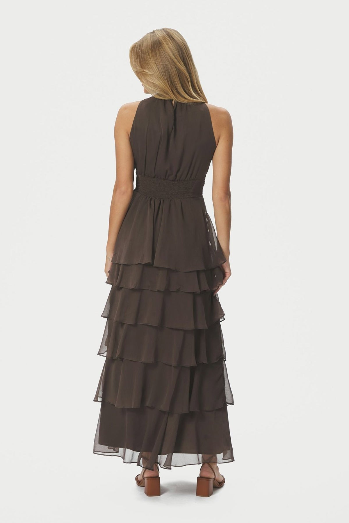Marli Solid Chiffon Dress Dusty Brown - 165640
