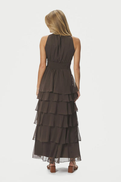 Marli Solid Chiffon Dress Dusty Brown - 165640 Thumbnail