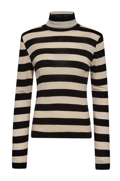 MasonCC Stripe RollNeck Blouse 19996-BoneBlack - 33194 Thumbnail