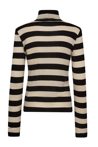 MasonCC Stripe RollNeck Blouse 19996-BoneBlack - 33194 Thumbnail