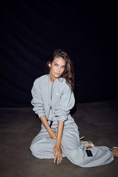 Maxi Crop Zip Sweat Grey Melangé - HL10880 Thumbnail