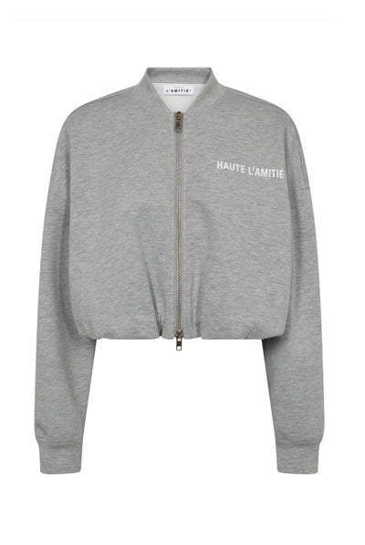 Maxi Crop Zip Sweat Grey Melangé - HL10880 Thumbnail