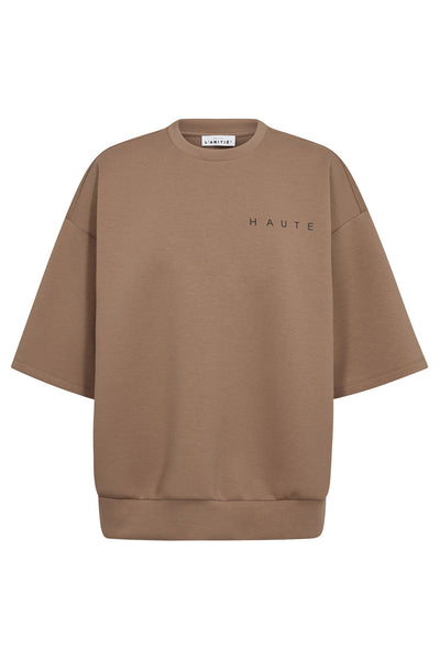 Maxi Split Ss Logo Sweat WALNUT - HL10461 Thumbnail