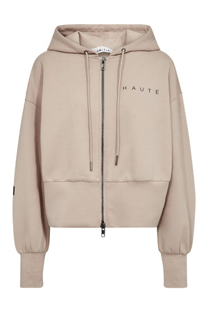 Maxi Split Zip Hoodie Beige - HL10523