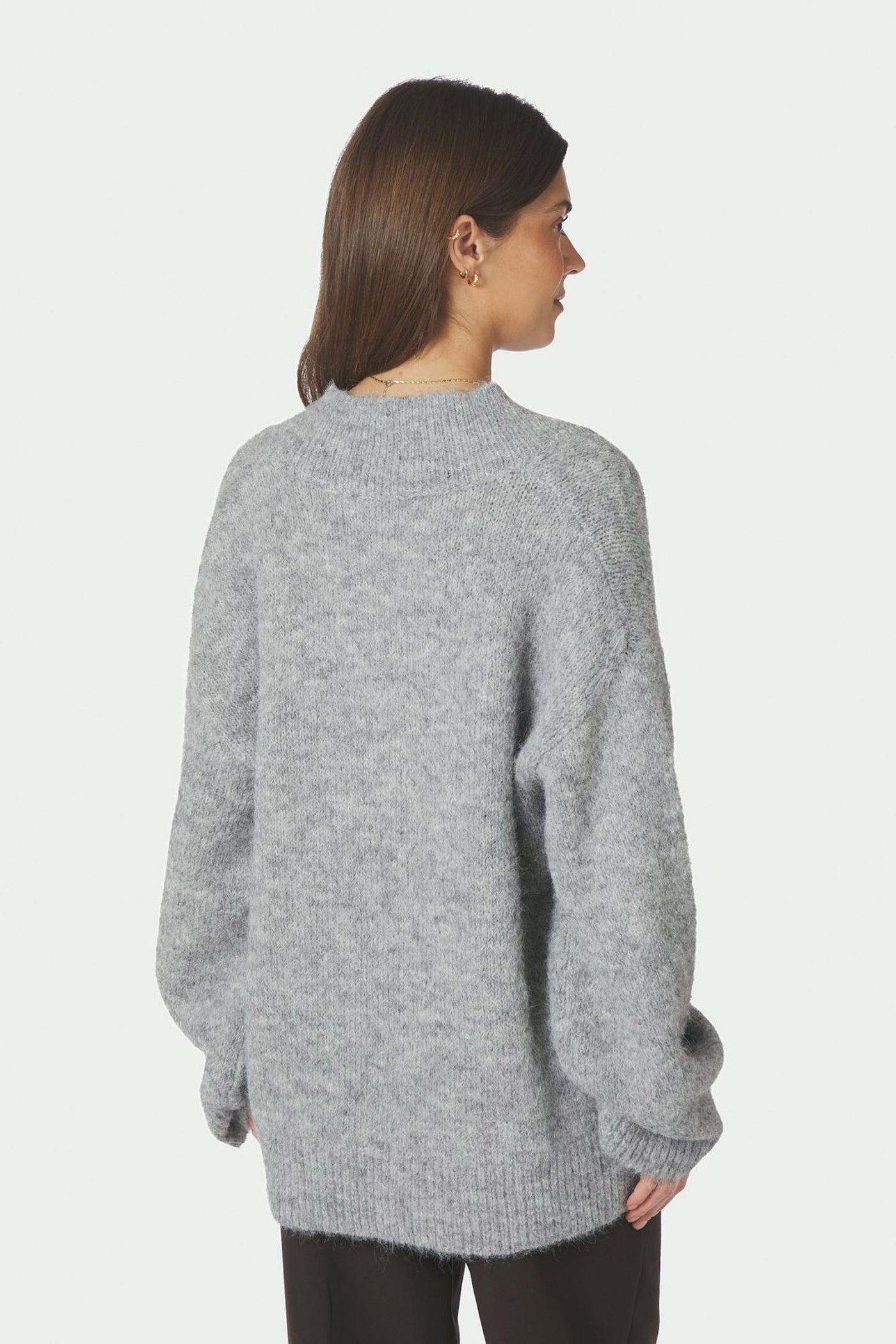 Melli Fluffy Knit Blouse Grey Melange - 167715