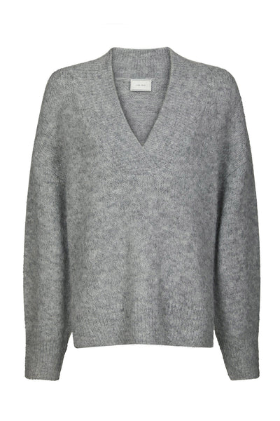 Melli Fluffy Knit Blouse Grey Melange - 167715 Thumbnail