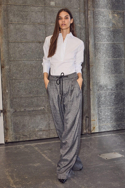 Michelle Check Tailor Tie Pant Grey - HL10305 Thumbnail