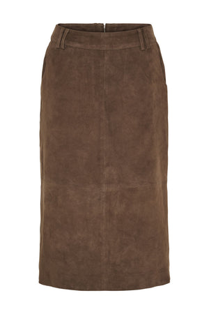 Midi Suede Skirt Coffee Brown - 11456