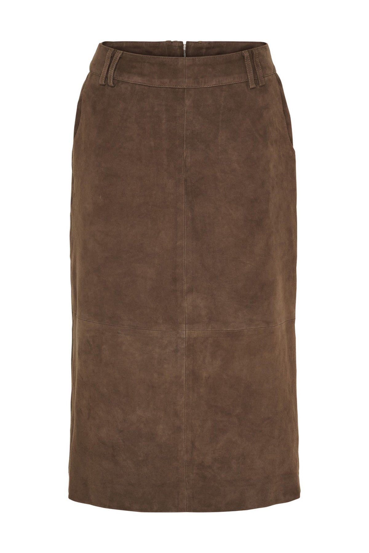 Midi Suede Skirt Coffee Brown - 11456