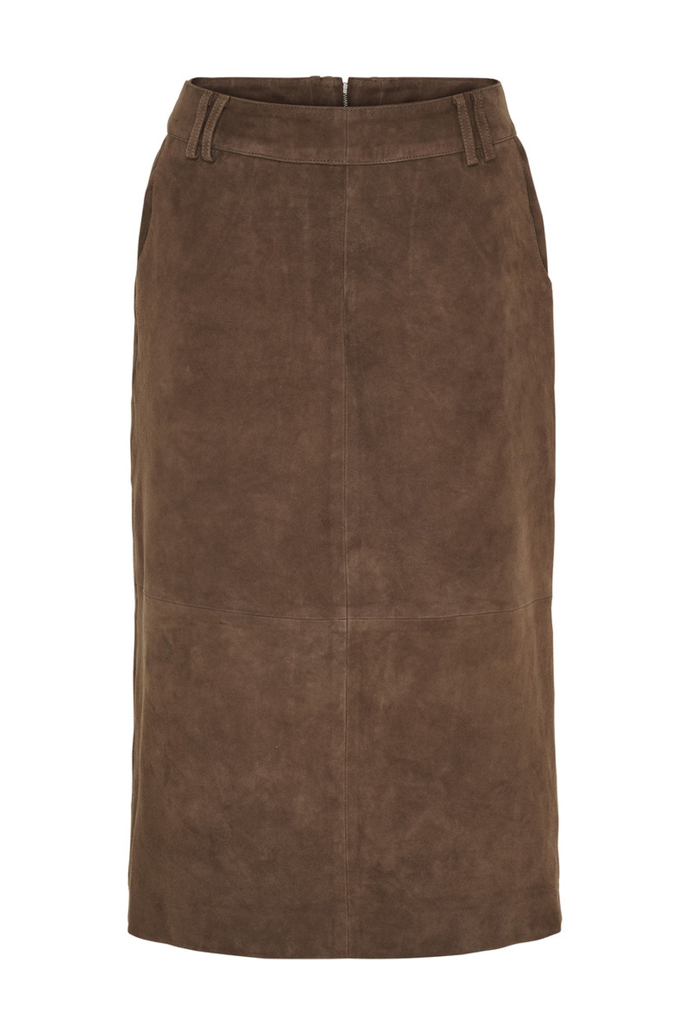 Midi Suede Skirt Coffee Brown - 11456