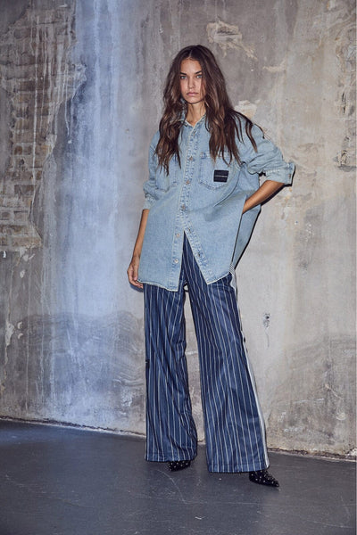 Miley Denim Shirt Bleached Denim - HL10531 Thumbnail