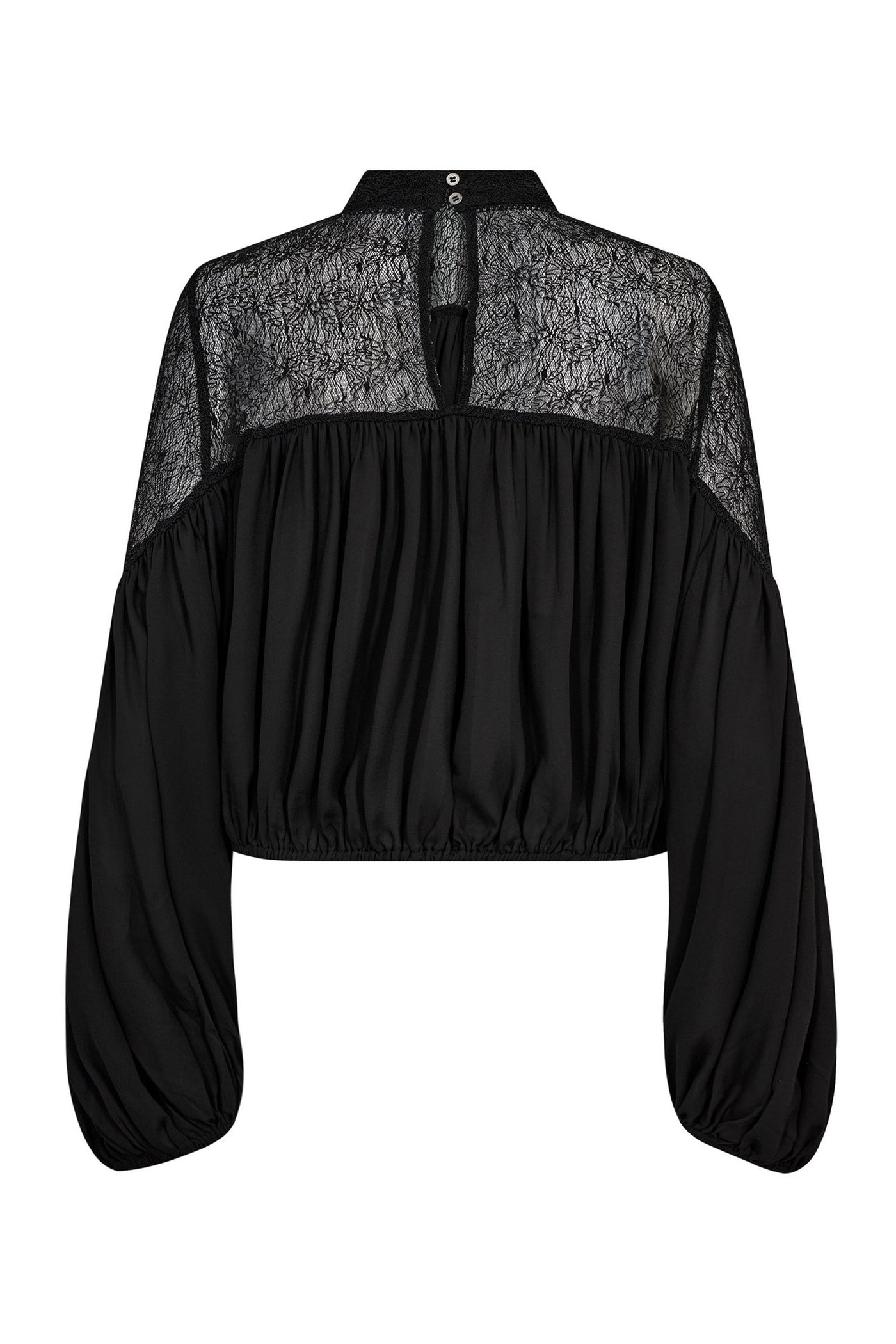 MingoCC Mix Lace Blouse 96-Black - 35986