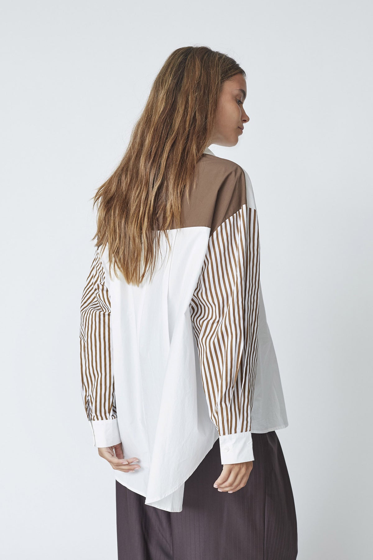 MioCC Stripe Shirt 145-Dark Brown - 45042