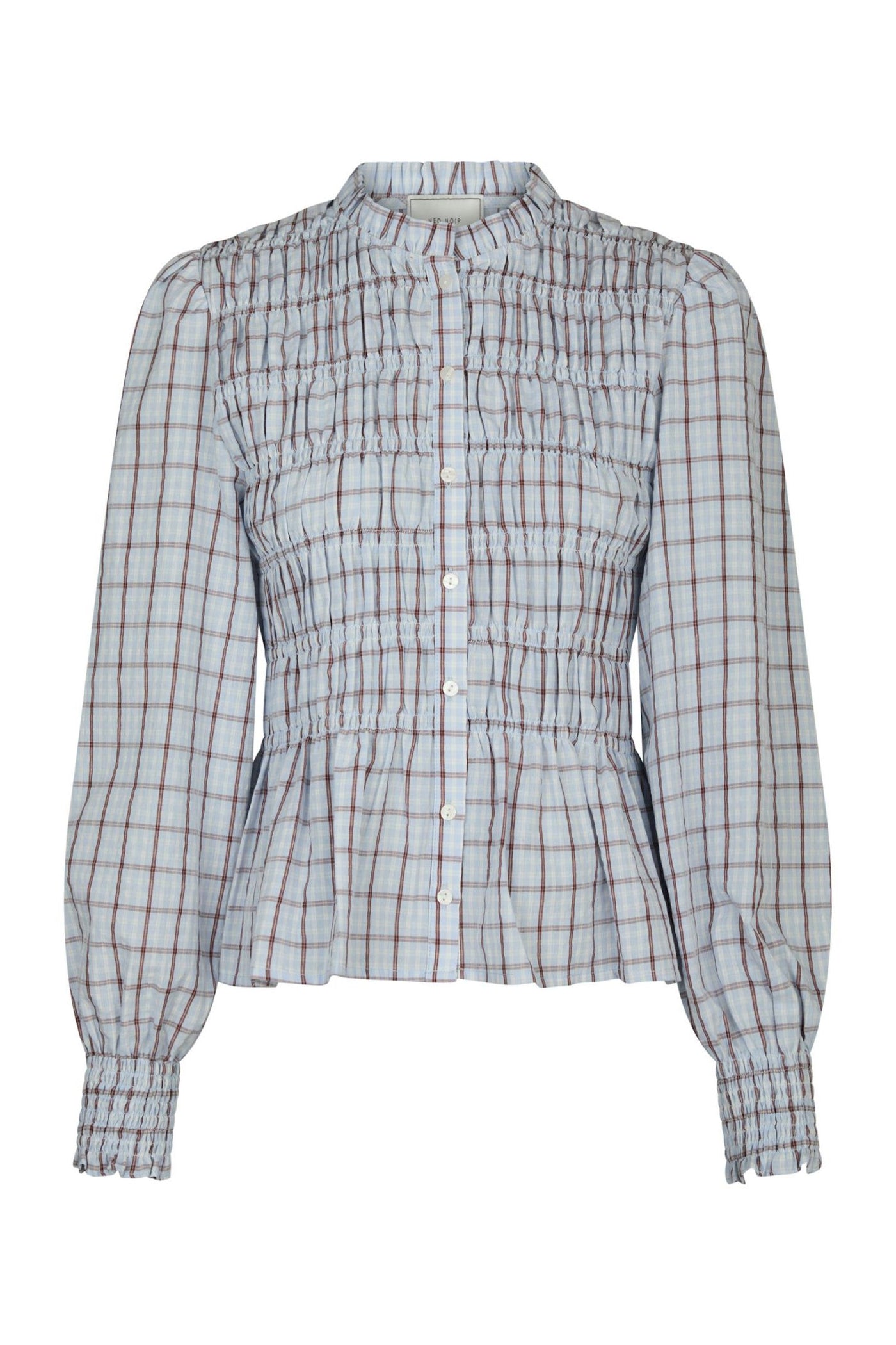 Mocca Smock Check Blouse Light Blue - 166900