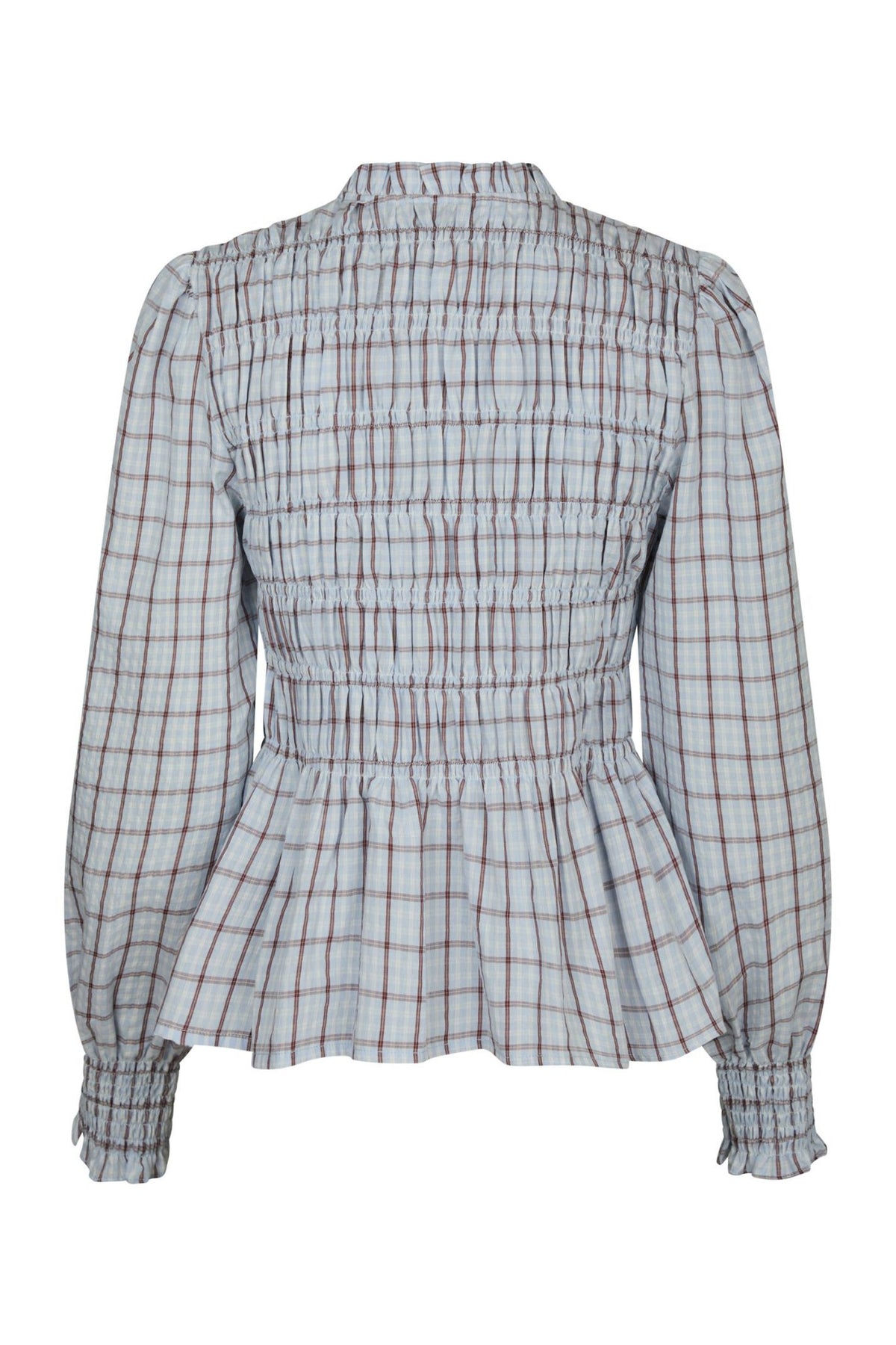 Mocca Smock Check Blouse Light Blue - 166900