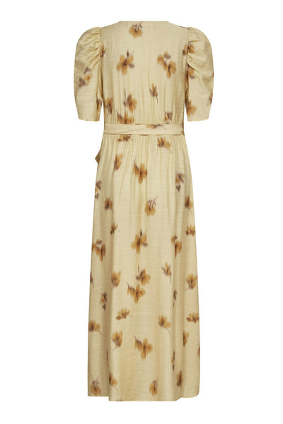 MylaCC Flower Wrap Dress 171-PaleYellow - 46043 Thumbnail