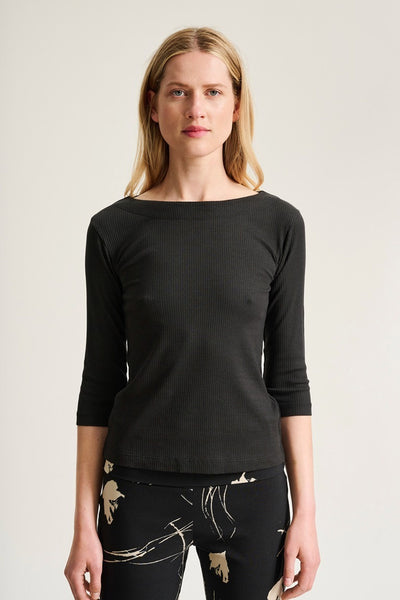 Naibu rib bluse med 3/4 Ærme Black - 266-4079-5085 Thumbnail