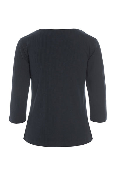 Naibu rib bluse med 3/4 Ærme Black - 266-4079-5085 Thumbnail