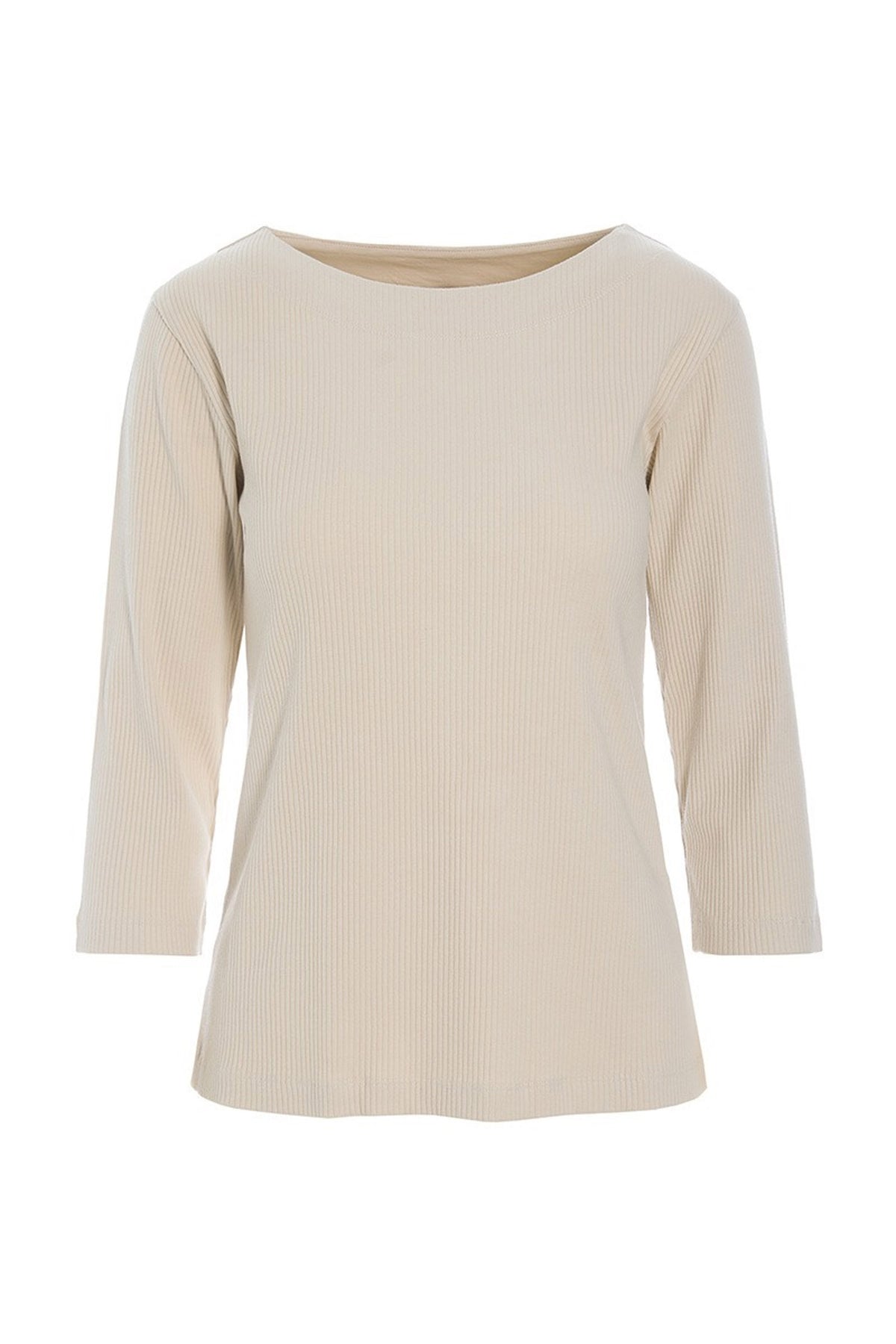 Naibu rib bluse med 3/4 Ærme IVORY - 266-4079-5085